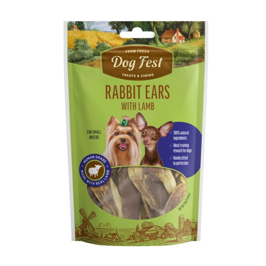 DG Small-Rabbit Ears Lamb 55g DOG FEST