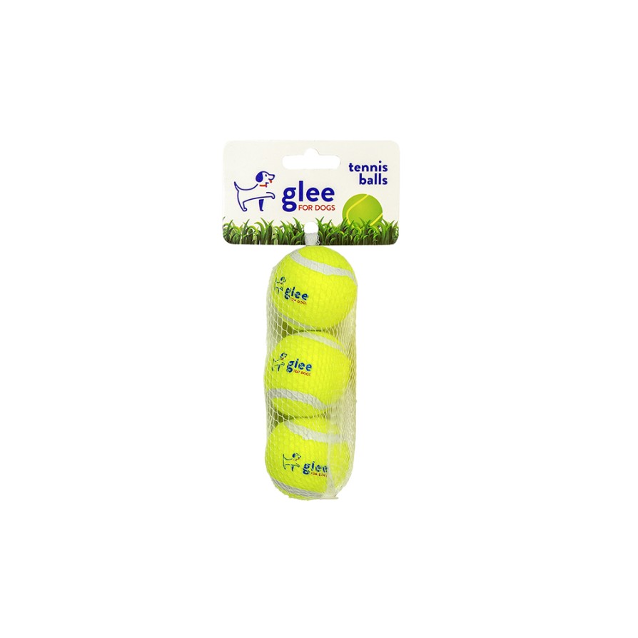 GLEE ΠΑΙΧΝΙΔΙ ΣΚΥΛΟΥ TENNIS BALLS ΚΙΤΡΙΝΟ 4cm 3pcs GLEE