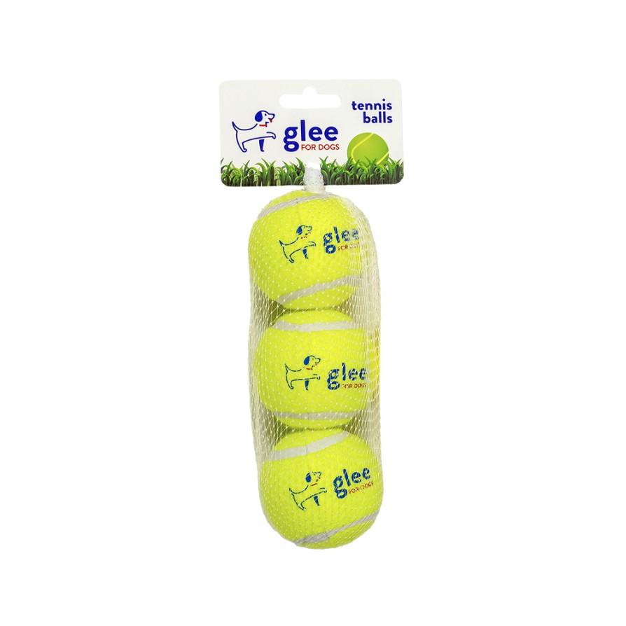 GLEE ΠΑΙΧΝΙΔΙ ΣΚΥΛΟΥ TENNIS BALLS ΚΙΤΡΙΝΟ 6cm 3pcs GLEE