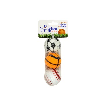 GLEE ΠΑΙΧΝΙΔΙ ΣΚΥΛΟΥ SQUEAKY SPORTS BALLS 5cm 3pcs