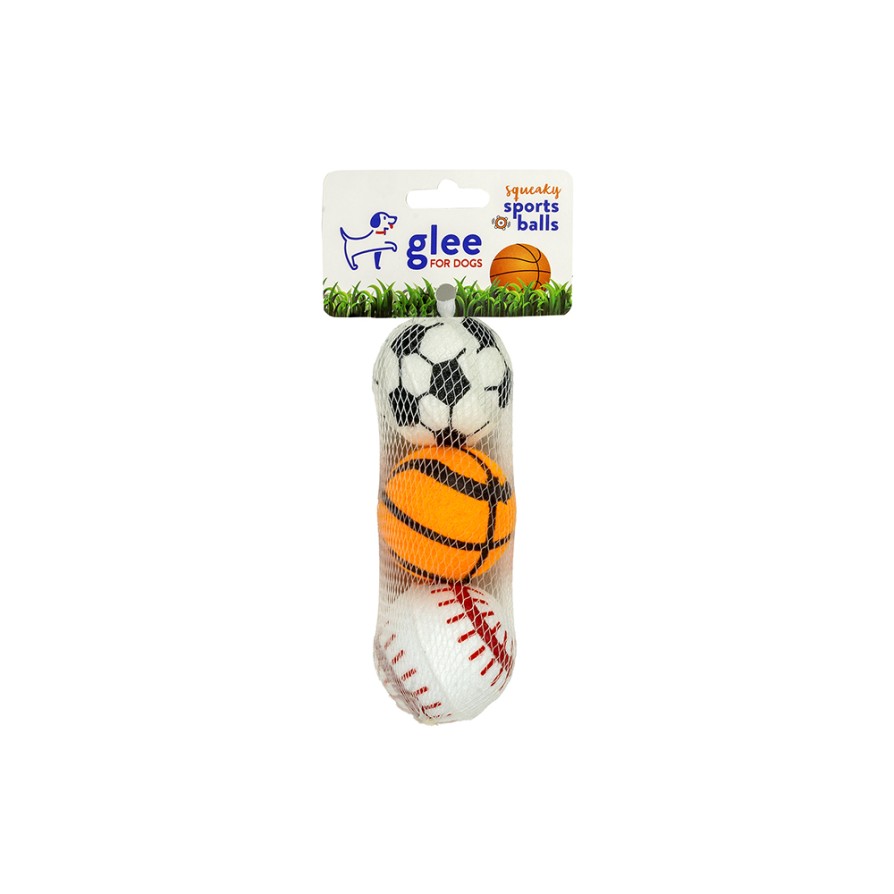 GLEE ΠΑΙΧΝΙΔΙ ΣΚΥΛΟΥ SQUEAKY SPORTS BALLS 5cm 3pcs GLEE