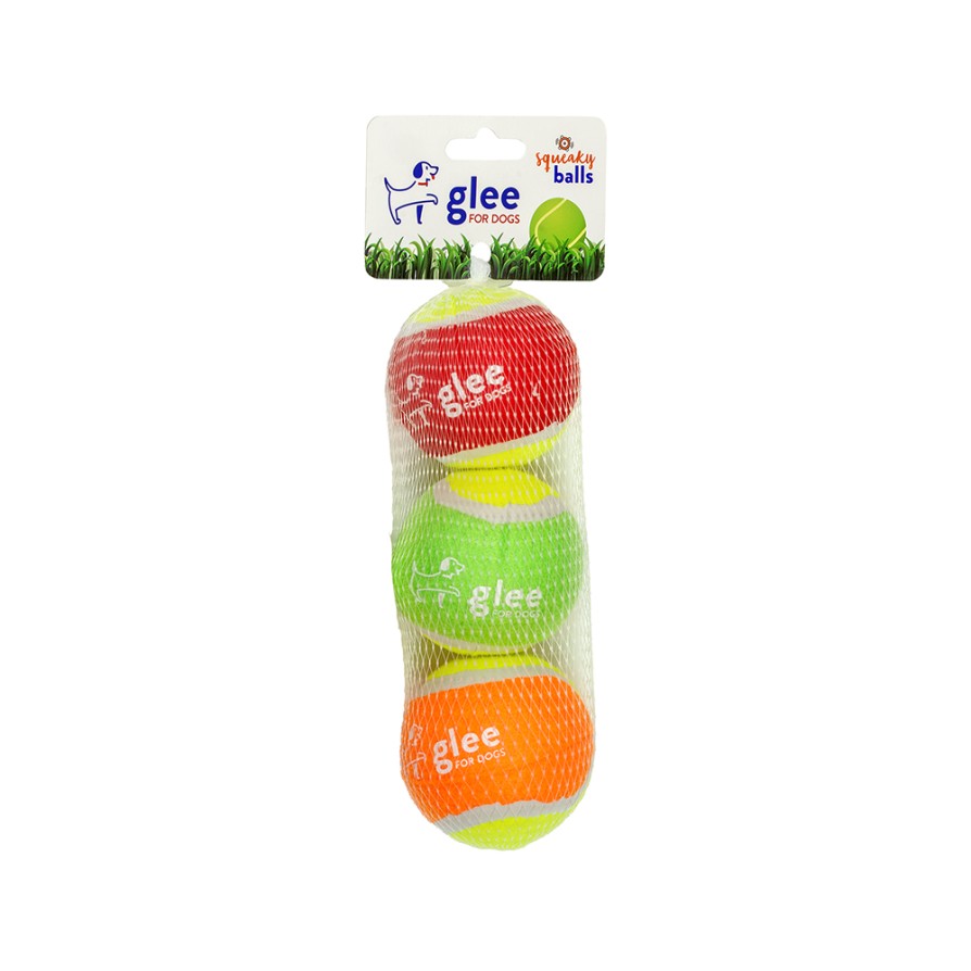 GLEE ΠΑΙΧΝΙΔΙ ΣΚΥΛΟΥ SQUEAKY BALLS MULTICOLOR 6cm 3pcs GLEE