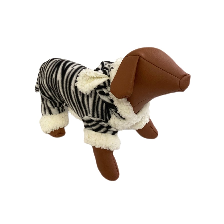 WOOF Μπλουζάκι ολόσωμο “ζέβρα” από ζεστό φλις soft ύφασμα S1:24 - S2:38 - L:33 L ΑΣΠΡΟ-ΜΑΥΡΟ WOOFMODA