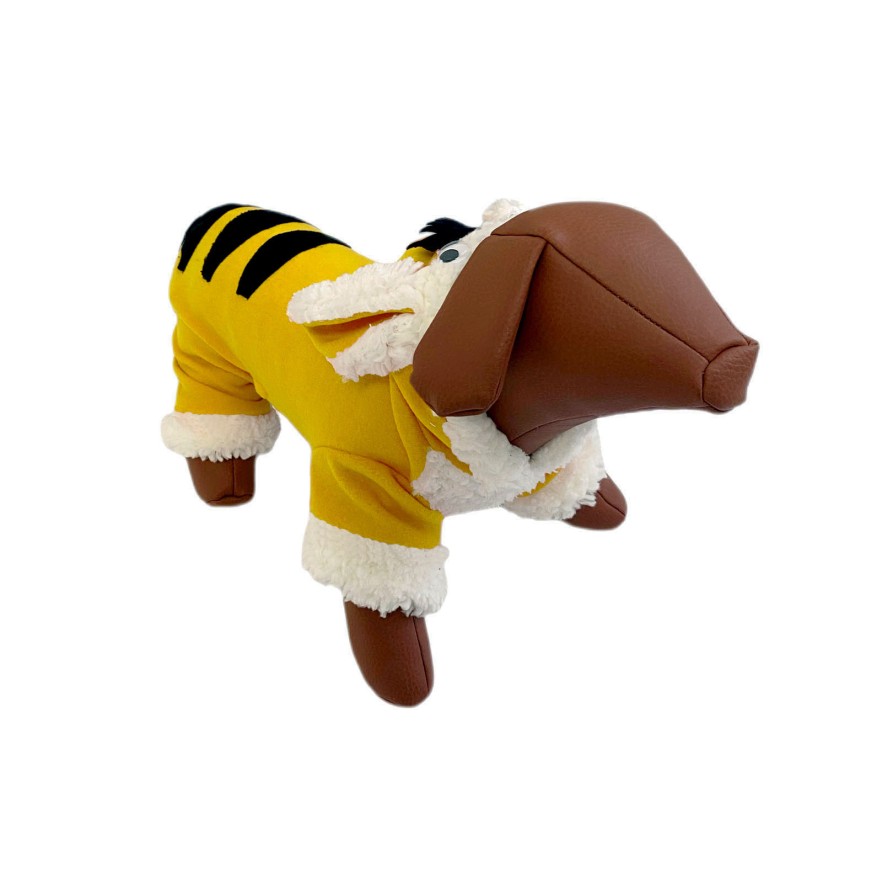 WOOF Μπλουζάκι ολόσωμο “τίγρης” από ζεστό φλις ύφασμα S1:28 - S2:44 - L:35 XL ΠΟΡΤΟΚΑΛΙ WOOFMODA