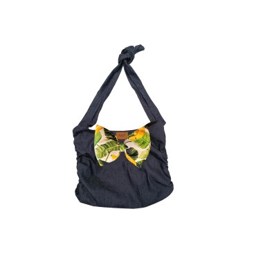 WOOF Τσάντα ώμου απο τζιν με φιόγκο ONE SIZE BANANA 39x51cm