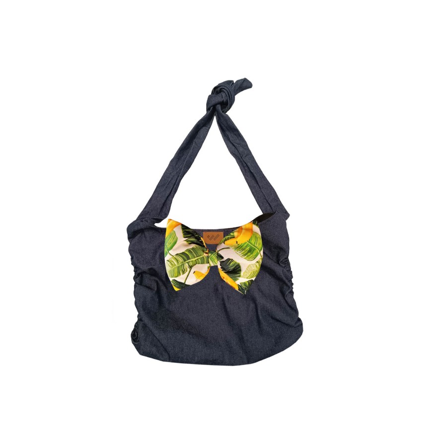 WOOF Τσάντα ώμου απο τζιν με φιόγκο ONE SIZE BANANA 39x51cm PETSUPERMARKET