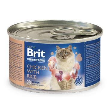 BRIT PR CAT CANS CHICKEN & RISE 200GR