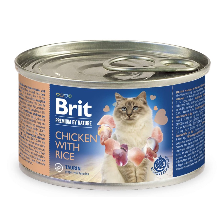 BRIT PR CAT CANS CHICKEN & RISE 200G BRIT
