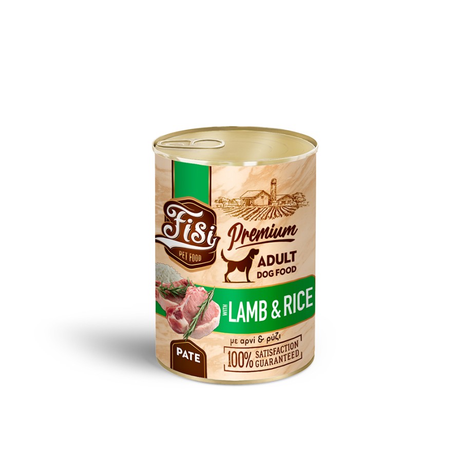 FISI DOG ADULT ΑΡΝΙ ΜΕ ΡΥΖΙ ΠΑΤΕ 400GR FISI