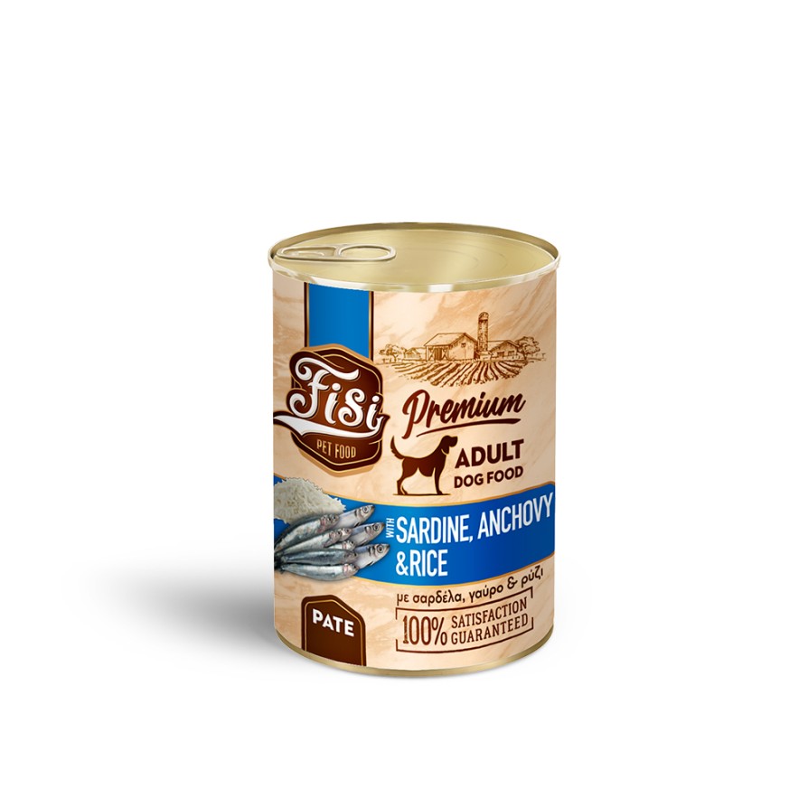 FISI DOG ADULT ΓΑΥΡΟΣ ΜΕ ΣΑΡΔΕΛΑ ΠΑΤΕ 400GR FISI