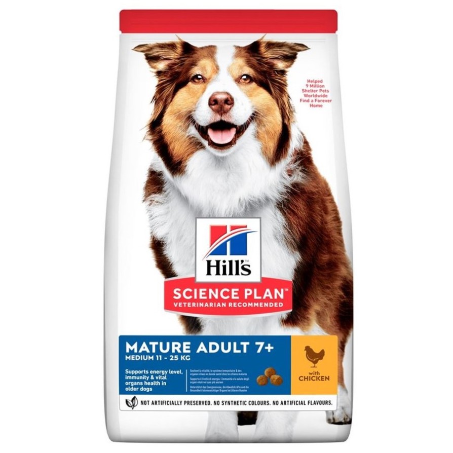 HILL'S SP CANINE MATURE 7+ Adult Medium Κοτόπουλο 10Kg+4Kg Δώρο HILLS