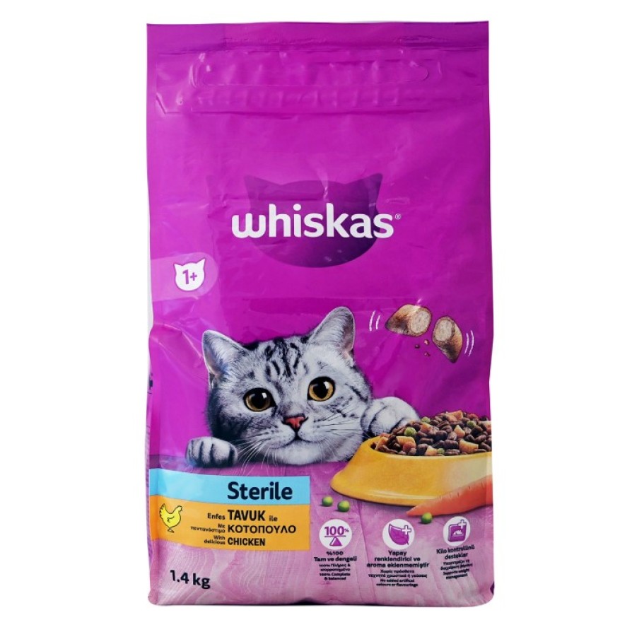 WHISKAS STERILE ADULT με Κοτόπουλο 1,4kg WHISKAS