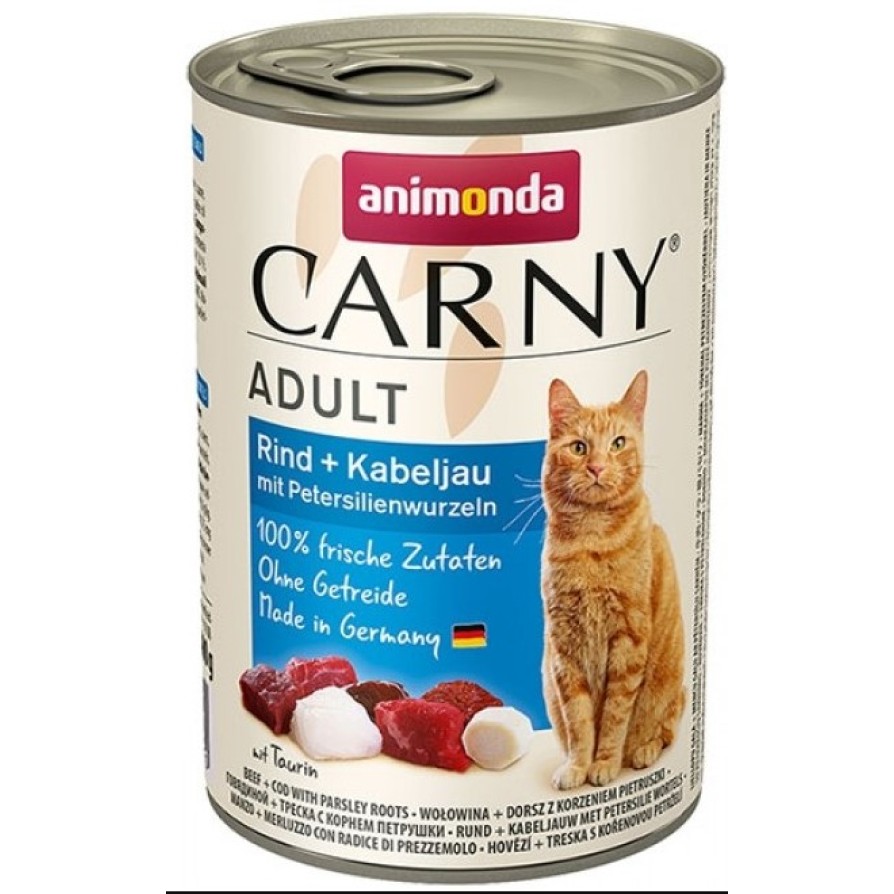 ANIMONDA CARNY ADULT CAT με ΜΠΑΚΑΛΊΑΡΟ & ΜΑΪΝΤΑΝΌ 400GR ANIMODA