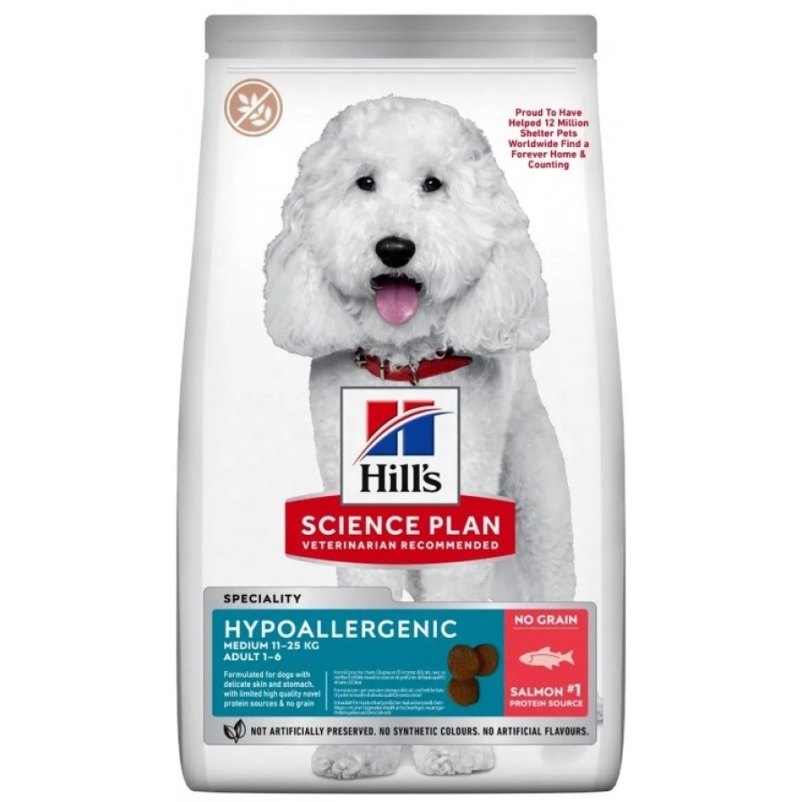 HILL'S SP CANINE Adult Hypoallergenic Medium Σολομός 12kg HILLS