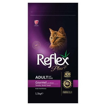 REFLEX PLUS CAT ADULT GOURMET MULTICOLOR με Κοτόπουλο 1,5KG