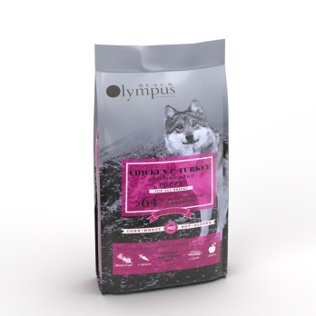 BLACK OLYMPUS L.G. PUPPY MEDIUM με Κοτόπουλο, Γαλοπούλα & Καστανό Ρύζι 2KG