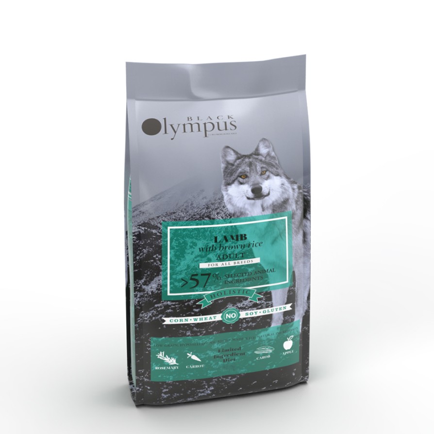 OLYMPUS LOW GRAIN ADULT MEDIUM ΜΕ ΑΡΝΙ ΚΑΙ ΚΑΣΤΑΝΟ ΡΥΖΙ 2KG BLACK OLYMPUS