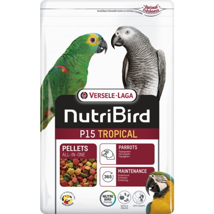 NUTRIB.P15 TROPICAL 1KG ΓΙΑ ΜΕΣΑΙΟΥΣ ΚΑΙ ΜΕΓΑΛΟΥΣ ΠΑΠΑΓΑΛΟΥΣ