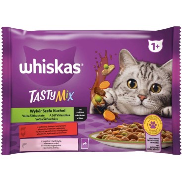 WHISKAS TASTY MIX σε Σάλτσα με Επιλογές του Σεφ 4x85gr