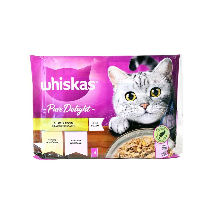 WHISKAS ΦΑΚ PURE DELIGHT ΣΟΛΟΜΟ-ΚΟΤ/ΛΟ ΣΕ ΖΕΛΕ 4x85g WHISKAS