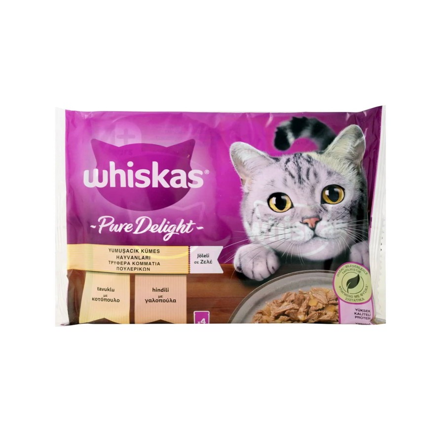 WHISKAS ΦΑΚ. PURE DELIGHT ΠΟΥΛΕΡΙΚΑ ΜΕ ΓΑΛΟΠΟΥΛΑ/ ΜΕ ΚΟΤΟΠ ΣΕ ΖΕΛΕ 4x85g WHISKAS