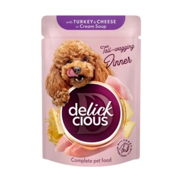 Delickcious Dog Pouch Turkey & Cheese 85gr