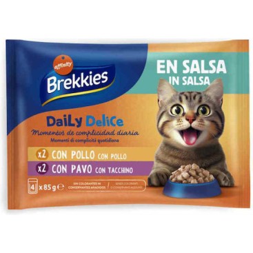 BREKKIES CAT ADULT CHICKEN & TURKEY ΣΕ ΣΑΛΤΣΑ (85gr x 4)