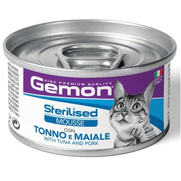 GEMON CAT STERILISED Mousse με Τόνο & Χοιρινό 85GR
