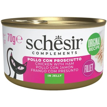 SCHESIR Cat C&B Jelly Φιλετ.κοτόπ. με ζαμπόν 70gr