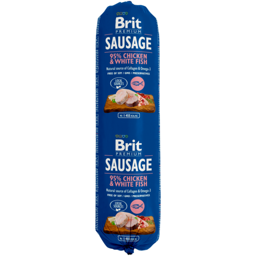 BRIT SAUSAGE CHICKEN & WHITE FISH 800GR ΣΚΥΛΟΣ