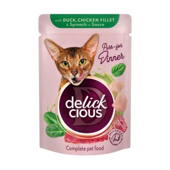 Delickcious Cat Pouch Duck & Spinach 85gr