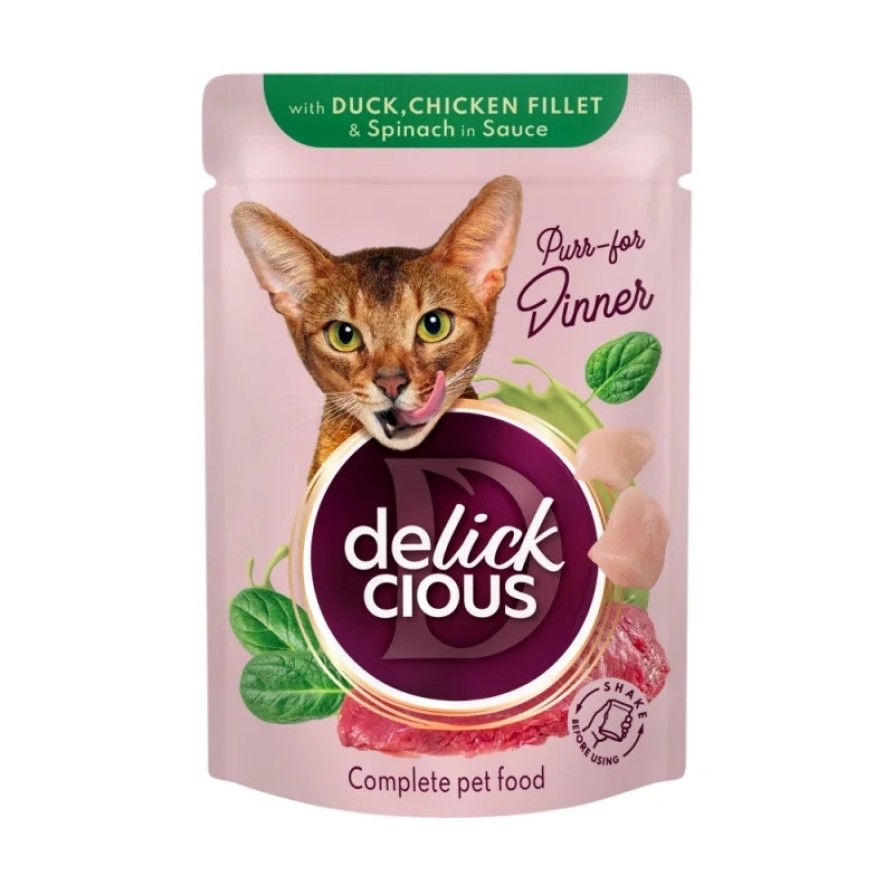 Delickcious Cat Pouch Duck & Spinach 85gr ΓΑΤΑ
