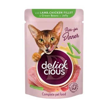 Delickcious Cat Pouch Lamb & Beans 85gr