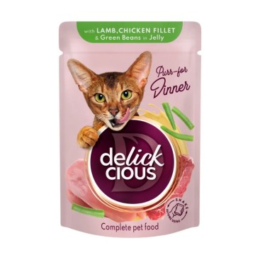 Delickcious Cat Pouch Lamb & Beans 85gr