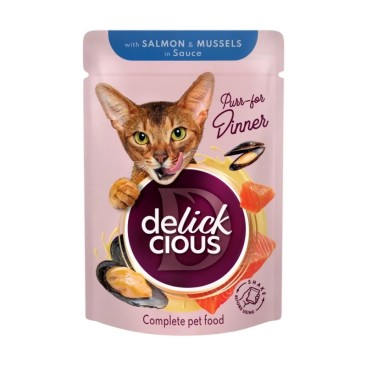 Delickcious Cat Pouch Salmon & Mussels 85gr