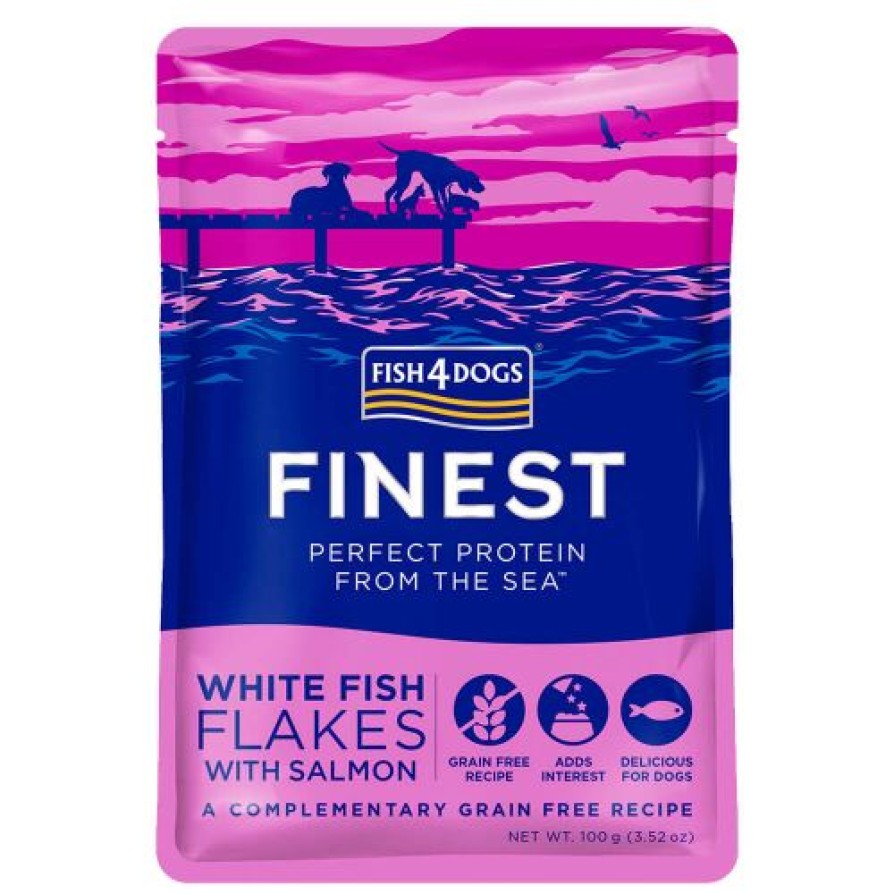 Fish4Dogs Finest White Fish Flakes With Salmon 100g FISH4DOGS