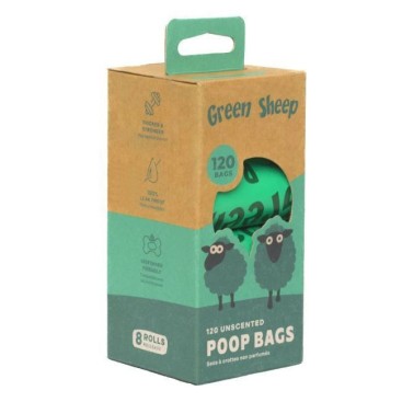 Green Sheep Poop Bags Unscented - 120 Bags (8x15)