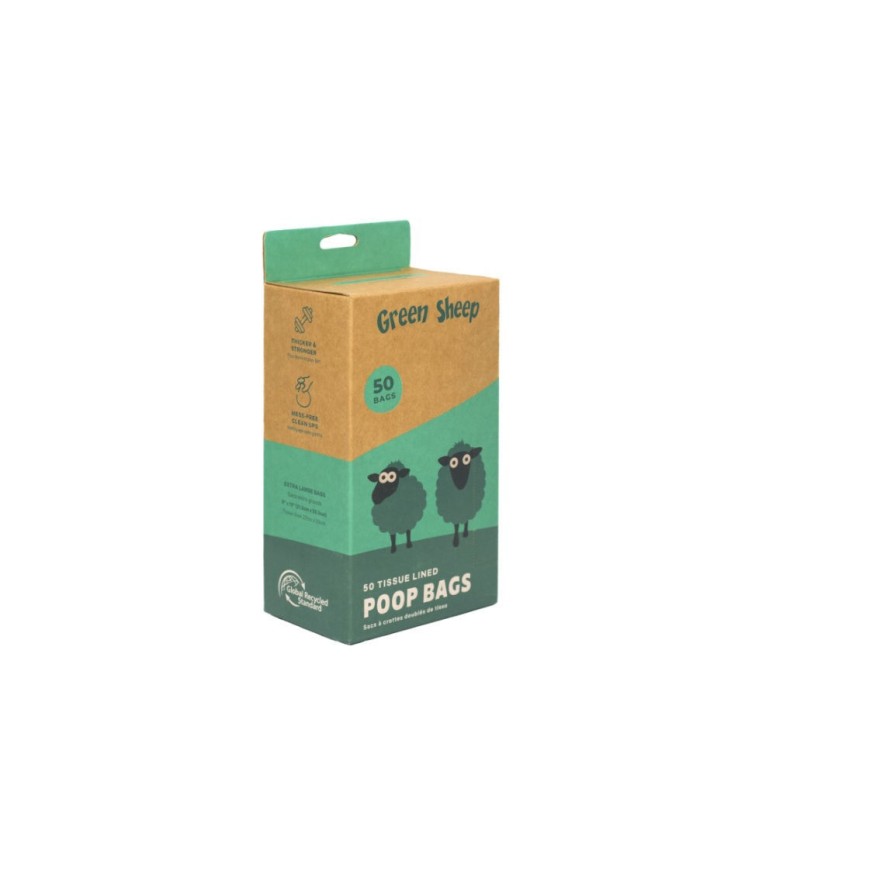 Green Sheep Tissue Lined Poop Bags - 50 Bags GREEN SHEEP