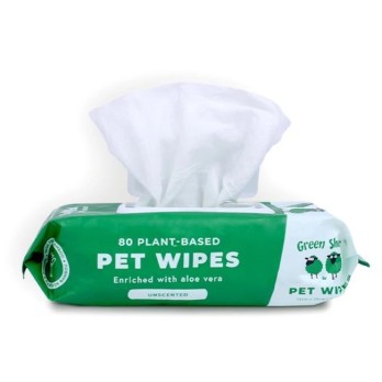 Green Sheep Plant Based Fabric Pet Wipes - 80 Pcs