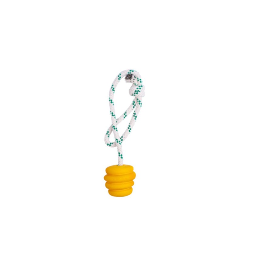 Green Sheep Small Natural Rubber Ball Rope Toy - Κίτρινο GREEN SHEEP