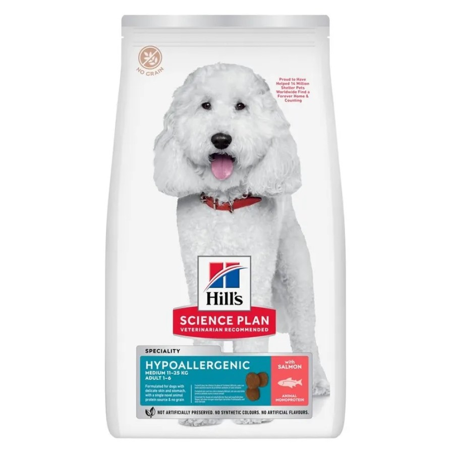 HILL'S SP CANINE Adult Medium Hypoallergenic Σολομός 2,5Kg -20% Έκπτωση ΣΚΥΛΟΣ