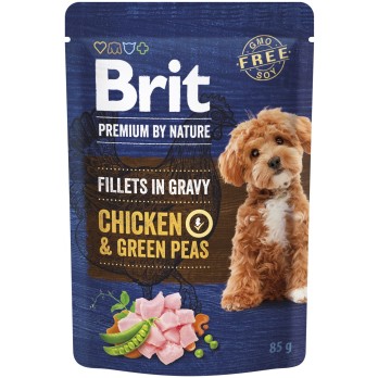 BRIT PR DOG φακ.FIL.GRAVY CHICKEN&GREEN PEAS 85gr