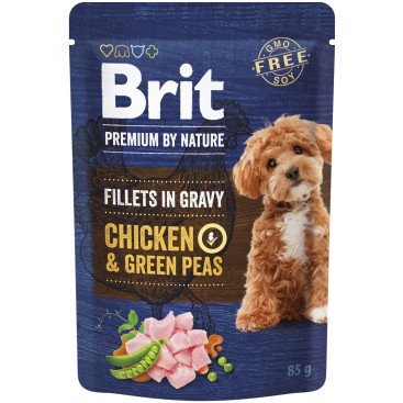 BRIT PR DOG φακ.FIL.GRAVY CHICKEN&GREEN PEAS 85gr