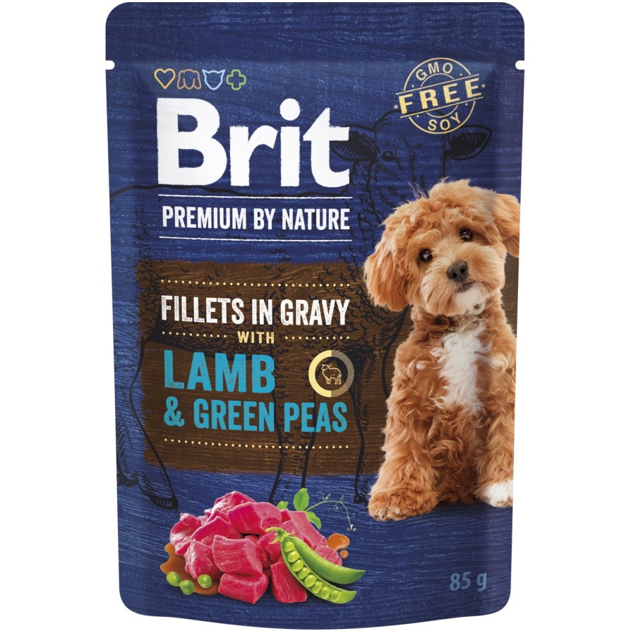 BRIT PR DOG φακ.FIL.GRAVY LAMB&GREEN PEAS 85gr BRIT