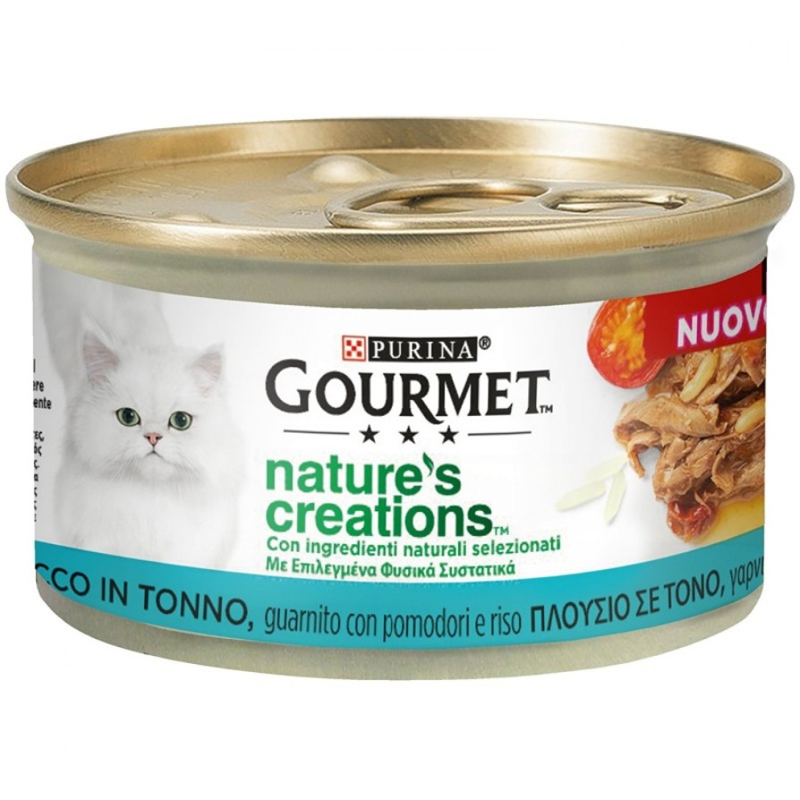 GOURMET NATURE'S CREATIONS με Τόνο, γαρνιρισμένο με Ρύζι & Ντομάτες 85GR ΓΑΤΑ