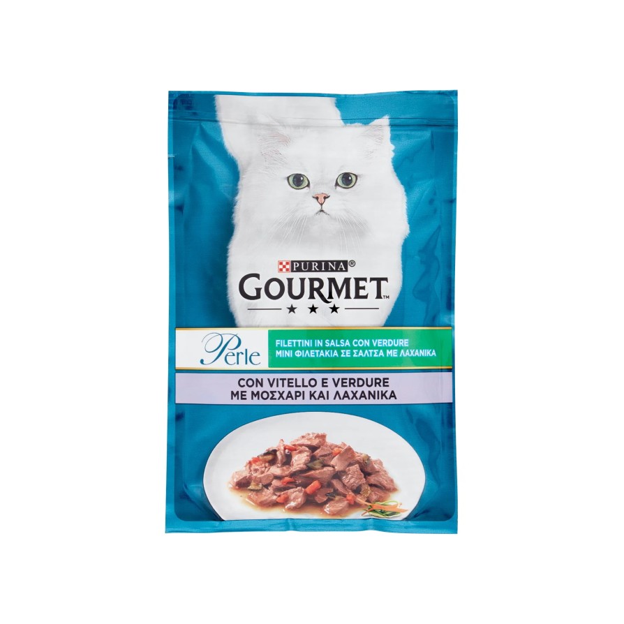 GOURMET PERLE Μίνι Φιλετάκια σε σάλτσα με Μοσχάρι & Λαχανικά 85gr ΓΑΤΑ