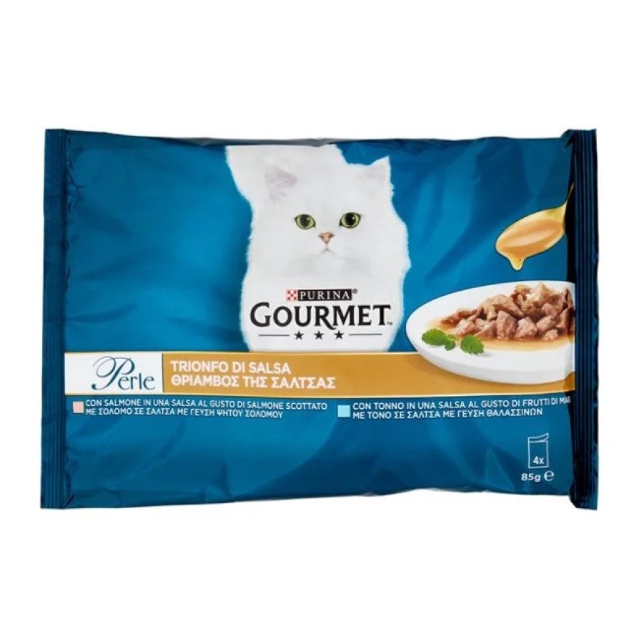 GOURMET PERLE Πολυσυσκευασία ''Θρίαμβος της Σάλτσας'' με Σολομό & Τόνο 4x85gr GOURMET