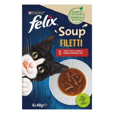 Felix Soup Time Filetti Πολυσυσκευασία με Βοδινό, Κοτόπουλο & Αρνί (6x48gr)