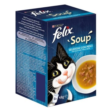 Felix Soup Time Original Πολυσυσκευασία με Μπακαλίαρο, Τόνο & Γλώσσα (6x48gr)