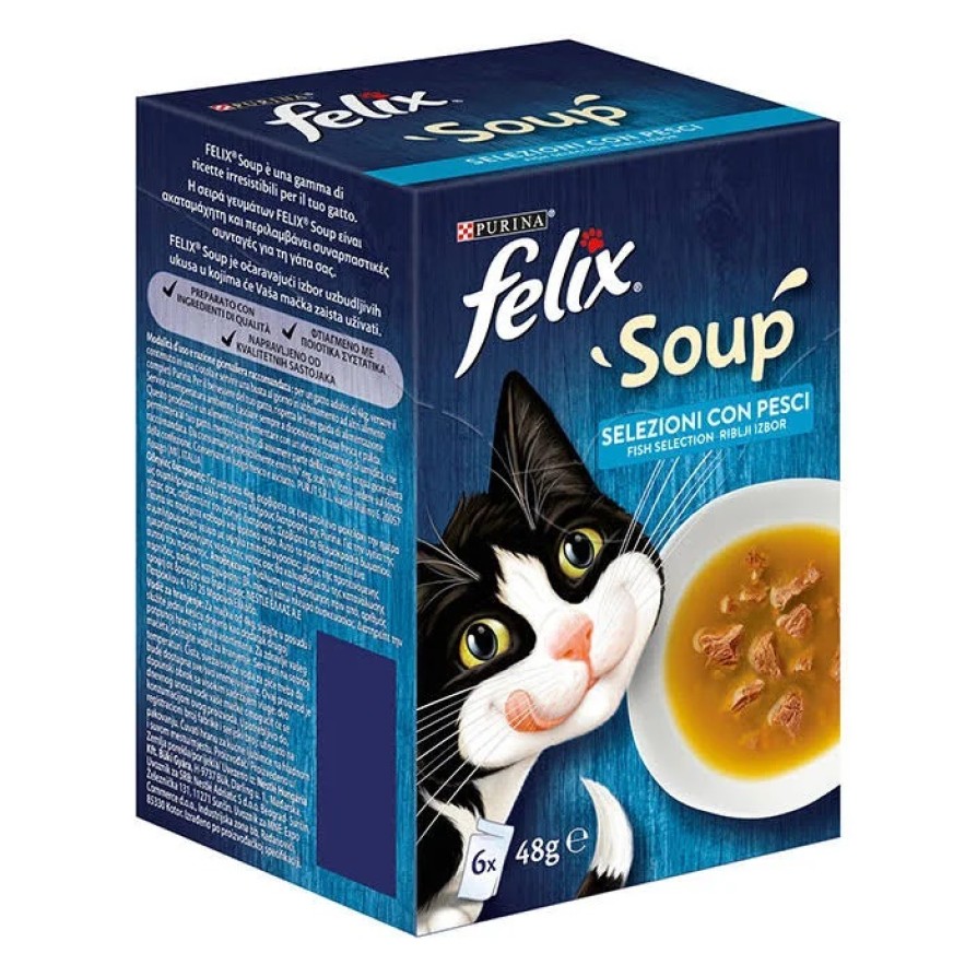 Felix Soup Time Original Πολυσυσκευασία με Μπακαλίαρο, Τόνο & Γλώσσα (6x48gr) ΓΑΤΑ